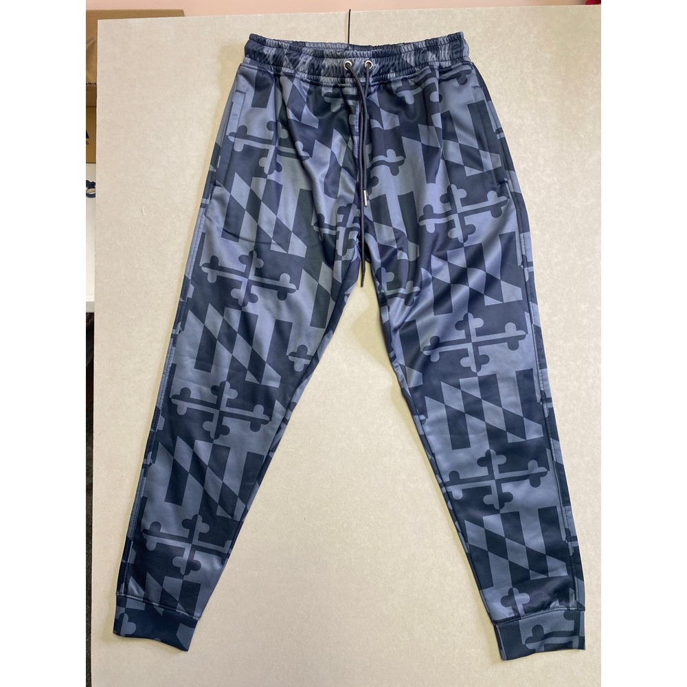Route One Apparel Maryland Flag Joggers Black Grey Tonal Mens Large Sweatpants